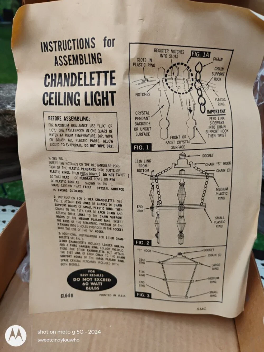 NEW unused Chandelette waterfall chandelier Snyder screw into lite socket 1950s